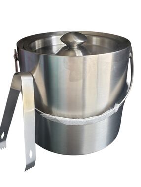 BEY/BERK Portable Stainless Steel Insulated Ice Bucket with Lid and Tongs